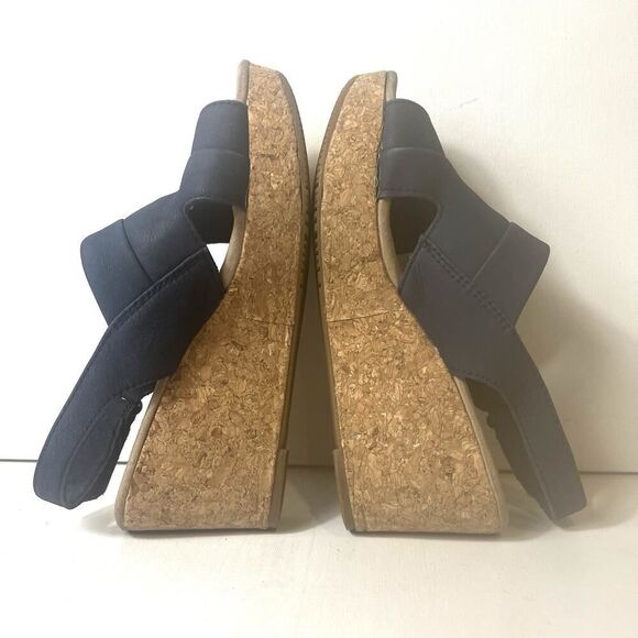 Clarks Collection Sandals Blue Nubuck Sling Back Open Toe Wedge Women's Sz 7.5 W - Picture 7 of 11